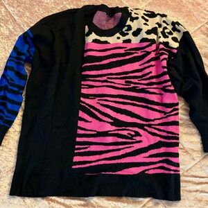 Torrid size 3 Animal Print Colorblock Sweater